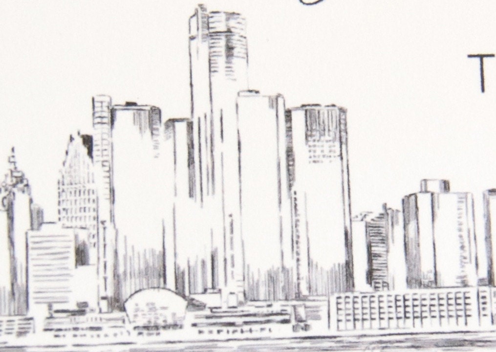 Detroit Skyline Folded Place Cards (Set of 25 Cards)