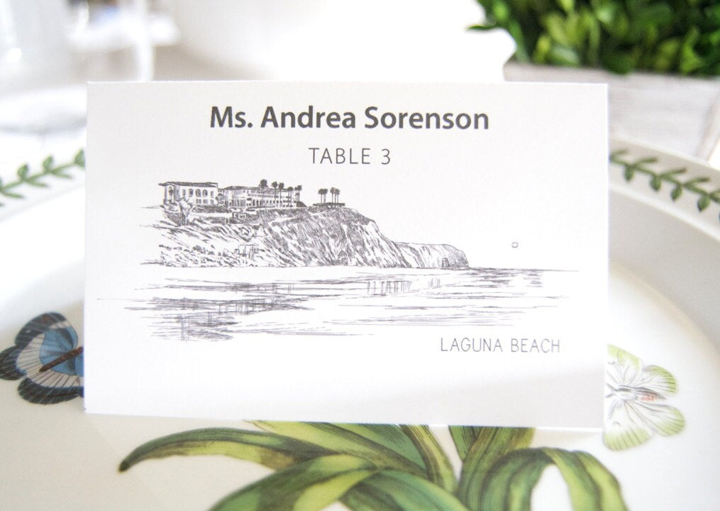 Laguna Beach Skyline Folded Place Cards (Set of 25 Cards)