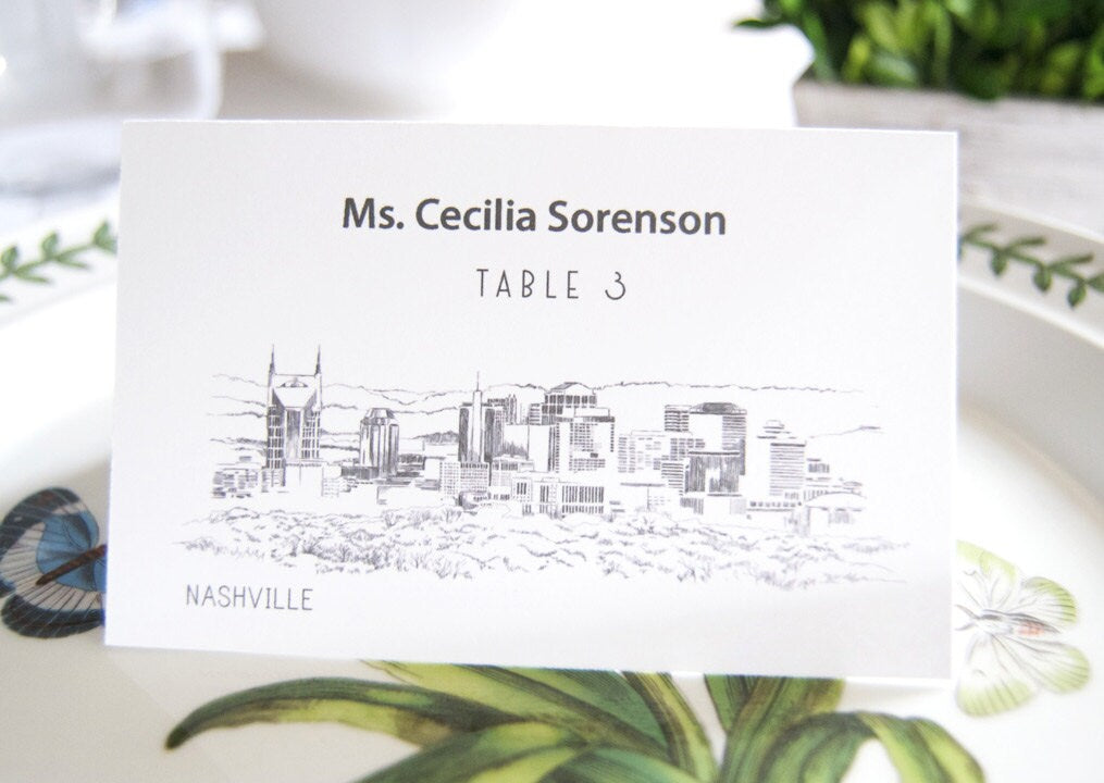 Nashville Skyline Folded Place Cards (Set of 25 Cards)