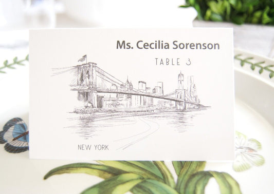 New York Skyline Folded Place Cards (Set of 25 Cards)