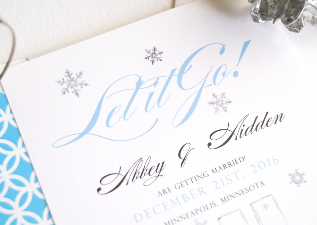 Frozen Wedding Invitations, Snowflake, Winter Theme, Disney Inspired Fairytale Save the Date Cards (set of 25 cards)