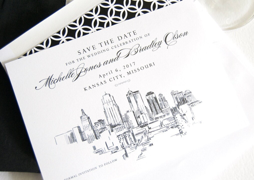 Kansas City Skyline Save the Dates (set of 25 cards)