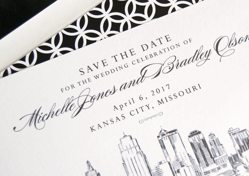 Kansas City Skyline Save the Dates (set of 25 cards)