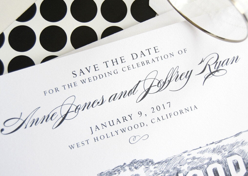 Hollywood Sign Skyline Save the Dates (set of 25 cards)