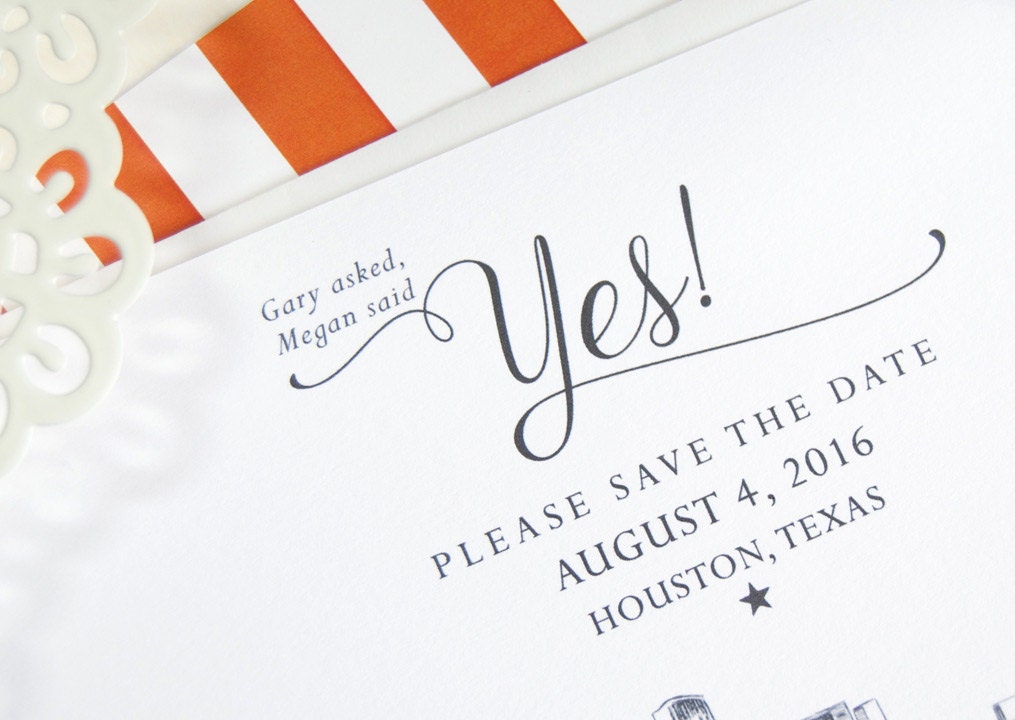 Houston Skyline Save the Date Cards (set of 25 cards)