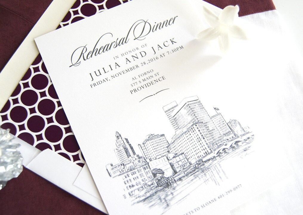 Providence Skyline Rehearsal Dinner Invitations (set of 25 cards)