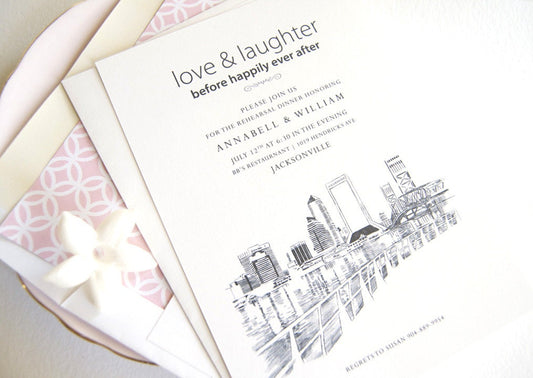 Jacksonville Skyline Rehearsal Dinner Invitations (set of 25 cards)