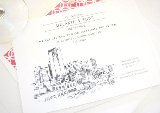 Lexington Skyline Engagement Party Invitations, Lexington Engagement Announcements You Design it! (set of 25 cards)