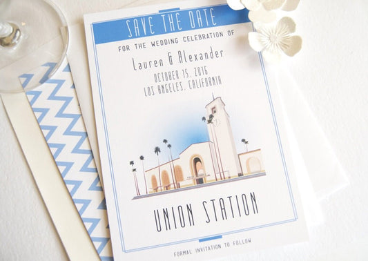 Los Angeles Union Station, Train Station, Los Angeles Graphic Save the Date Cards (set of 25 cards)