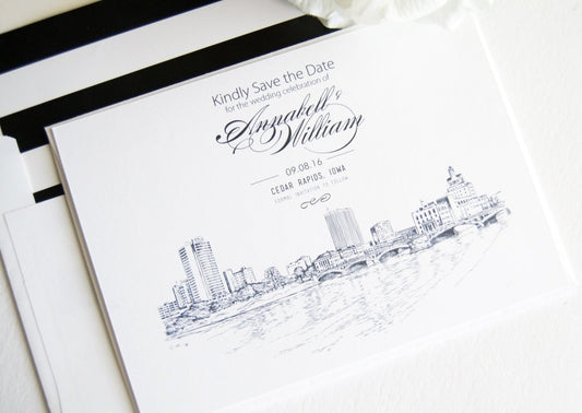 Cedar Rapids, Iowa Skyline Save the Date Cards (set of 25 cards)