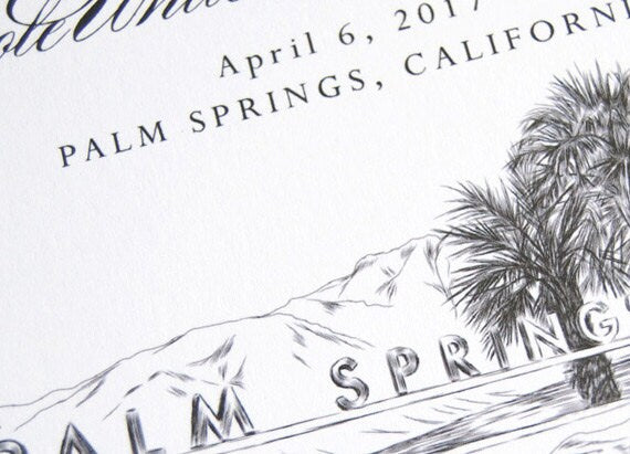 Palm Springs Skyline Weddings Rehearsal Dinner Invitations (set of 25 cards)