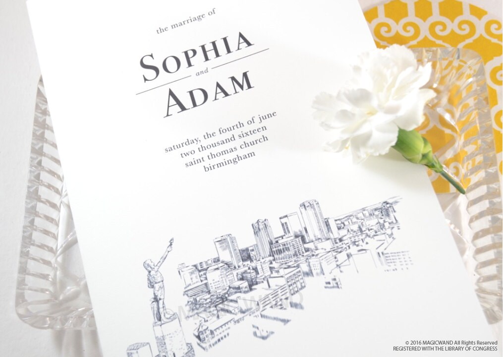 Birmingham Skyline Wedding Programs (set of 25 cards)