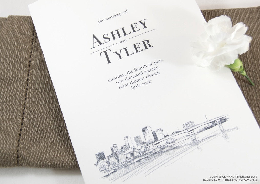 Little Rock Skyline Wedding Programs (set of 25 cards)