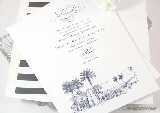 Thunderbird Country Club Skyline Rehearsal Dinner Invitations (set of 25 cards)