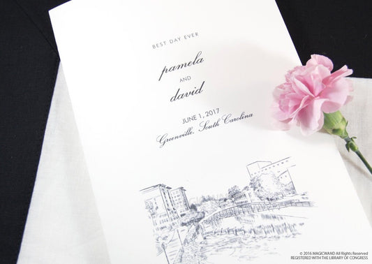 Greenville Skyline Wedding Programs (set of 25 cards)