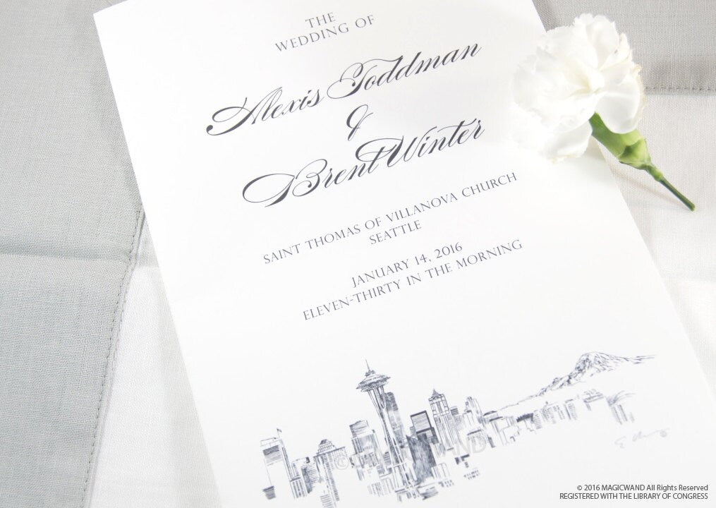 Seattle Skyline Wedding Programs (set of 25 cards)