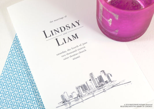 Miami Skyline Wedding Programs (set of 25 cards)