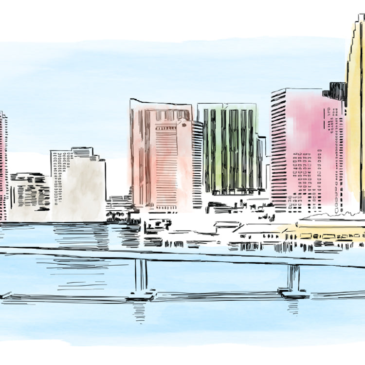 Miami Skyline Alternative Guest book Print, Guestbook, Bridal Shower, Florida Wedding, Custom, Alternative Guest Book, Sign-in - Darlington Guestbooks