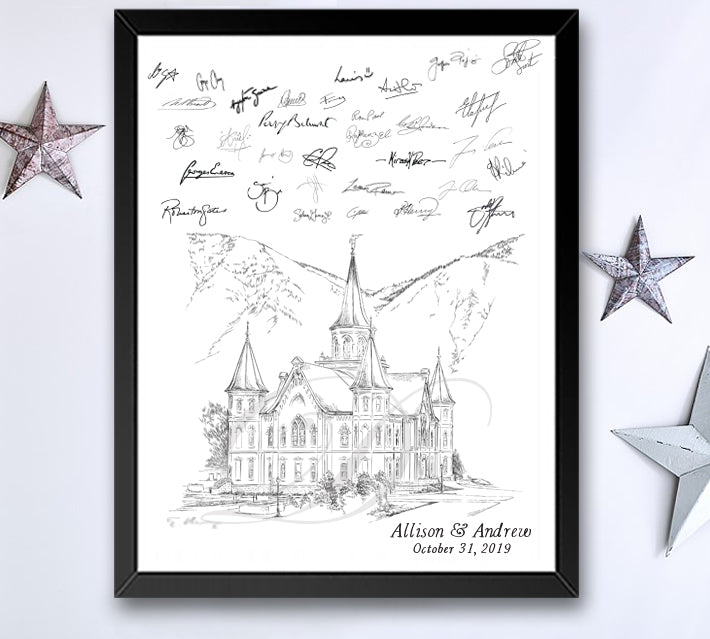 Provo Temple Alternative Guest book Print, Guestbook, Bridal Shower, Mormon Wedding, Custom, Alternative Guest Book, Sign-in - Darlington Guestbooks